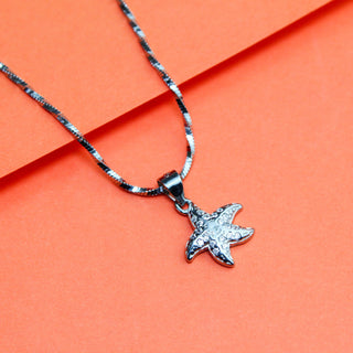 Silver Zircon Star Fish Pendant