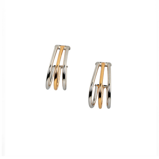 Silver Gold Trio Earrings