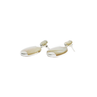 Silver Transparent Circular Pebble Earrings