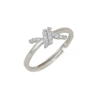 Silver Zircon Twist Ring