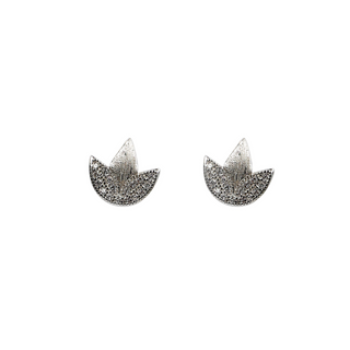 Silver Lotus Stud Earrings