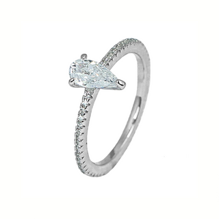Silver Solitaire Pear Shaped Ring