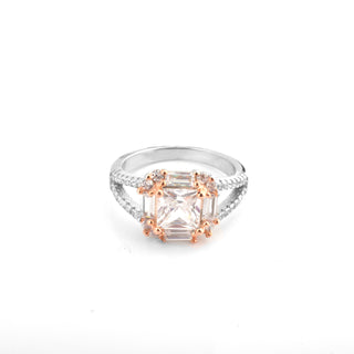 Silver Dual Tone Solitaire Ring