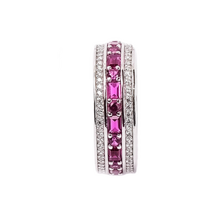 Silver Rani Pink Zircon Studded Ring