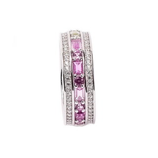 Silver Magenta Color Zircon Studded Ring