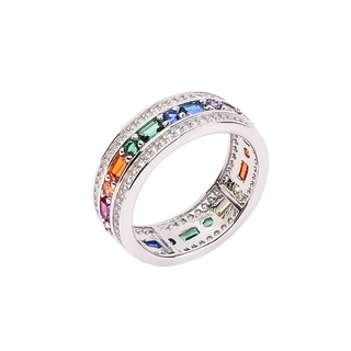 Silver Shades of pink Zircon Studded Ring