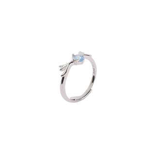 Silver Buckthorn Sky Blue Stone Couple Ring
