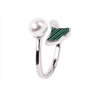 Silver Pear Green Emerald Ring