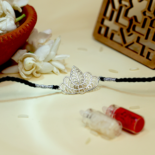 Silver Leaf Crown Rakhi