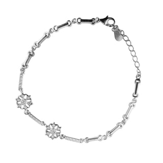Silver Zircon Flower Bracelet