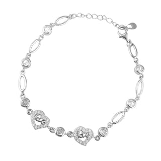 Silver Zircon HeartLock Bracelet