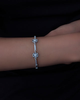 Silver Zircon Flower Bracelet