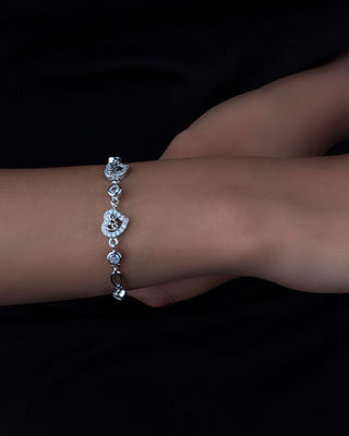 Silver Zircon HeartLock Bracelet