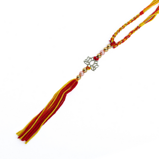 Silver Lotus Flower Lumba Rakhi