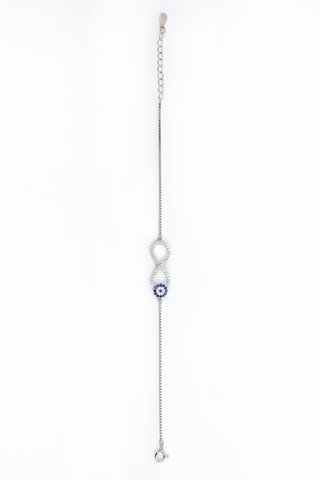 Silver Infinity Evil Eye Bracelet