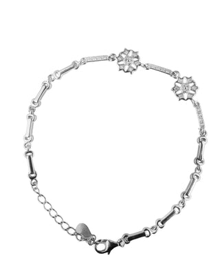 Silver Zircon Flower Bracelet