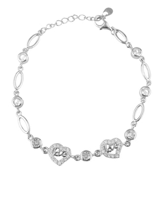 Silver Zircon HeartLock Bracelet