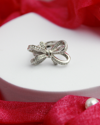Silver Zircon Knot Ring
