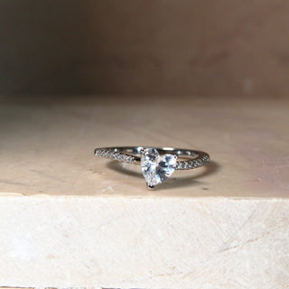 Silver Zircon Heart Solitaire Ring