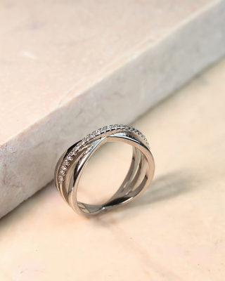 Silver Zircon Waving Ring