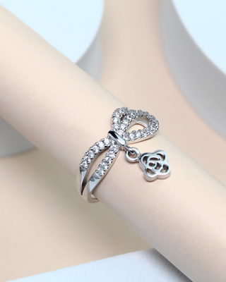 Silver Zircon Twisted Ring