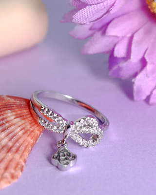 Silver Zircon Twisted Ring