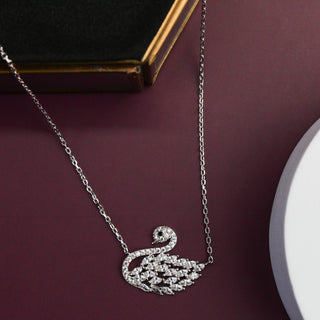 Silver Zircon Swan Pendant