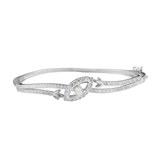 Silver Zircon Studded Leaf Kada