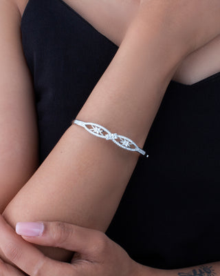 Silver Zircon Studded Infinity Kada