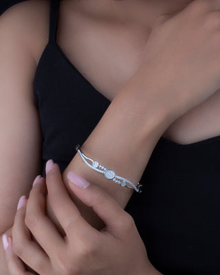Silver Zircon Studded Elegance Kada