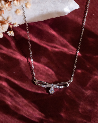 Silver Zircon Butterfly Wings Pendant