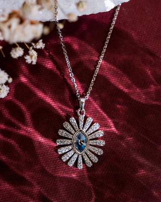 Silver Sunrise Ocean Blue Stone Pendant
