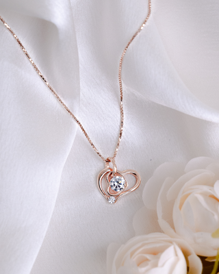 Rose Gold Diamond In The Heart Pendant