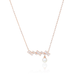 Rose Gold Zircon Pearl Necklace