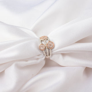 Silver Dual Tone Solitaire Layered Ring