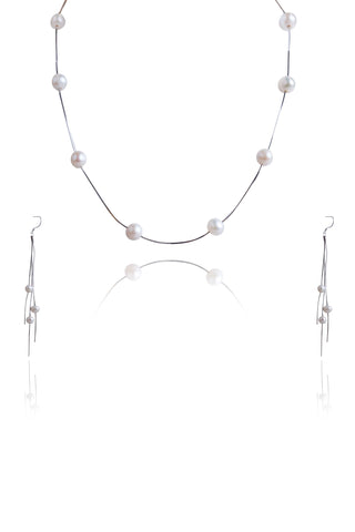 Silver Pearl Heart Set