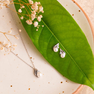 Silver Charming Pearl Set