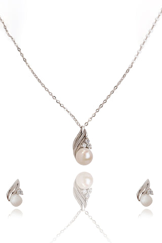 Silver Charming Pearl Set