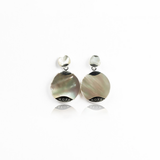 Silver Transparent Circular Pebble Earrings