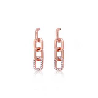 Rose Zircon Chain Stud Earrings