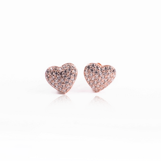 Rose Gold Zircon Heart Stud Earrings