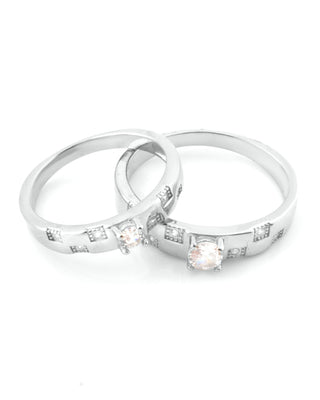 Silver Let's Glow Couple Ring