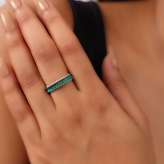 Silver Green Zircon Studded Ring