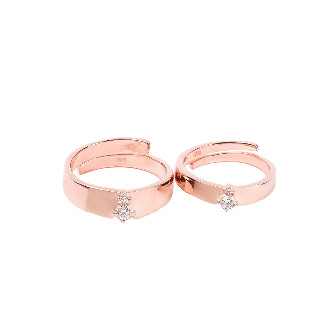 Rose Gold Zircon Made For You Couple Ring – Silveransh