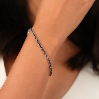 Silver Black Stone Bracelet