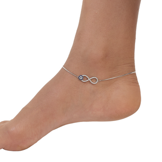 Silver Infinity Evil Eye Anklet