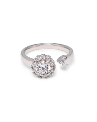 Silver Zircon Solitaire Spin Ring