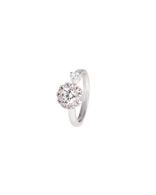 Silver Zircon Solitaire Spin Ring