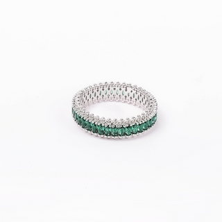 Silver Green Zircon Studded Ring