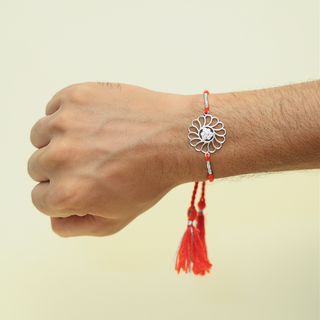 Silver Bhai Bhabhi Floral Rakhi